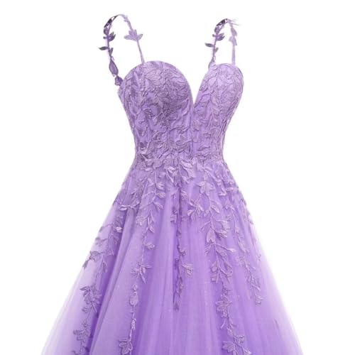 Dessiny Women's Spaghetti Strap Lace Applique Prom Dresses 2025 V Neck Tulle Sequin Formal Evening Party Gowns DE304 - Image 5