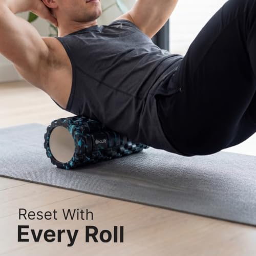 Image of CULT Foam Roller for Back Pain & Deep Tissue Massage | High Density Body Massage Roller & Yoga Roller | 33cm Muscle Massager Equipment for Muscle Recovery & Stretching (Marble Blue)