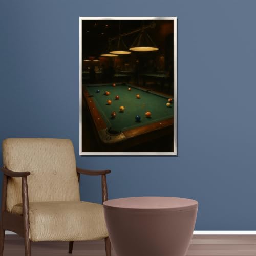 Tableau billard vintage prêt à accrocher pour décorer un grand mur vide