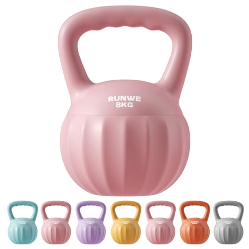 RUNWE 8kg Kettlebell Weight for Women and Men (Sold in Single Not in Set) Multiple Weight & Color Options from Beginners to Pros Hand Weight Core Strength Training