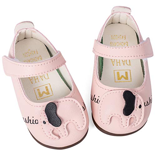 UniBaby7 Baby Girl Shoes Infant Baby Soft Cute Walking Shoes Toddler Moccasinss Rubber Sole Princess Mary Jane Shoes Prewalker Wedding Dress Crib Shoes(B-Pink,5 Toddler)
