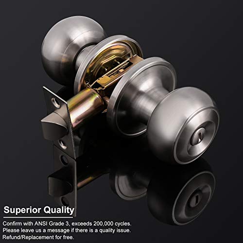 Knobonly 5 Pack Colonial Style Bedroom Bathroom Privacy Door Knob, Keyless Satin Nickel Door Knob, Push Button Interior Door Lock, Flat Round Door Knob #TOP1