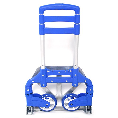 Carrito plegable de aluminio portátil con ruedas azul miniatura 2