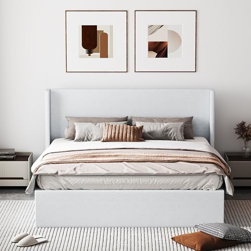 Aykah Upholstered Tufted Storage Bed, Foam Filled Fabric, Low Profile