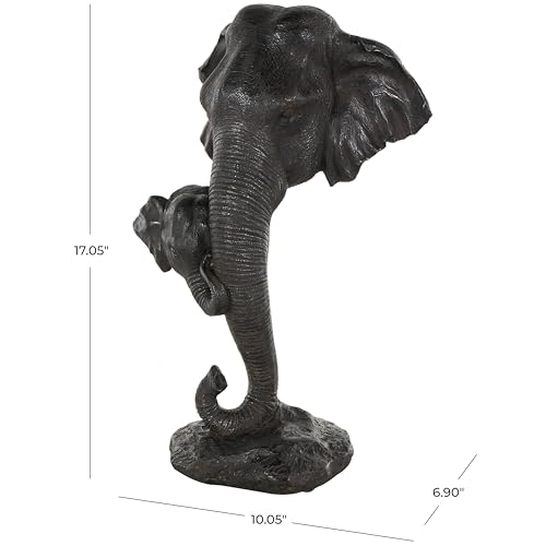 Escultura elefante madre e hijo polystone negra 10x7x17 in miniatura 6