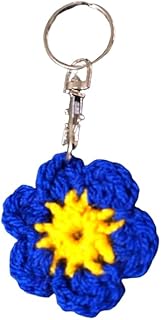 Forget me not keyring,Forget me not Flower keyring, Flower keyring, Gift for mum, Crochet Forget me not keyring, yellow and blue Flower keyring