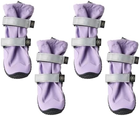 Spark Paws Flex Shell Water-Resistant Dog Boots – Paw Protection for All Seasons – Water Resistance, Durable Sole and Reflective Straps – Lilac – B