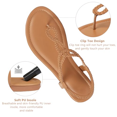 Image of zeetoo Women's Flat Sandals Summer T-StrapThong Bohemian Casual Comfortable Dressy Sandals for Women