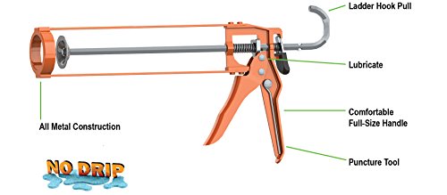 Albion Engineering Company B1 B-Line Manual Skeleton Cartridge Caulking Gun, No Drip, 1/10 Gallon (10Oz), 7:1 Drive #TOP1