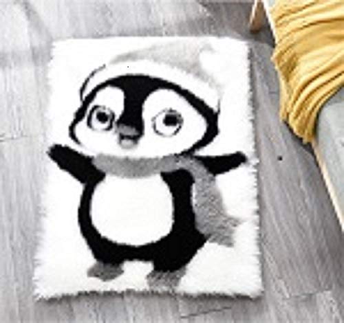 Animal Penguin Print Area Rug Faux Skin Anti-Slip Leather Irregular Carpets for Living Room Mat Children Bedroom Throw (Penguin)