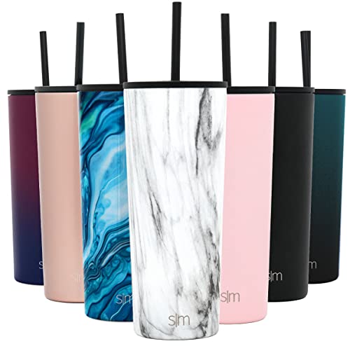 Simple Modern Classic Tumbler, 710 milliliters, Stainless Steel, Pattern: Carrara Marble