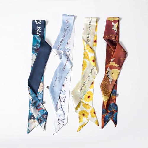 Gudessly 100% Mulberry Silk Scarf Tie Bag Hair Band Scarf Retro Long Ribbon Neckerchief Hangbag Handle Head Wraps Belt3