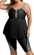 Hanna Nikole Tankini Women's Plus Size Swimwear Push Up Tankini Two-Piece Set Tummy Control High Waist Summer Swimsuit with Swim Shorts
