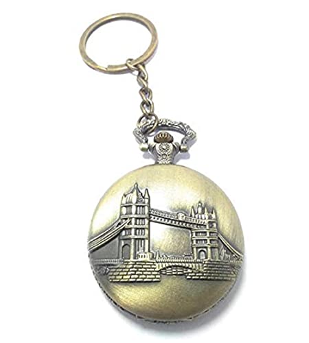 Image of AUGEN Pocket Watch Metal Keychain London Bridge Retro Vintage for Gifting With Key Ring Anti-Rust (Pack Of 1)