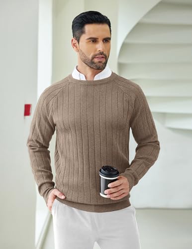 COOFANDY Men Dress Sweater Long Sleeve Crew Neck Sweater Slim Fit Business Casual Pullover Sweater3