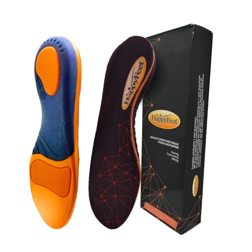 Happy Feet Arch Support Insoles - Shock Absorbing Orthotics - Anti-Fatigue High Arch Insoles - Plantar Fasciitis Relief Insoles for Men Women, Trim to Fit