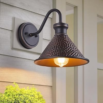 Tarentlight Gooseneck Outdoor Wall Sconce 1-Light E26 Socket Farmhouse Wall Mount Porch & Patio Lights,9.3Inch Width Casting Aluminum Shade,Oil Rubbed Bronze,Easily Installed in Outdoor and Indoor.