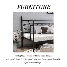 Metal Daybed Frame Twin Size with Steel Slats Platform Furniture,Black 41XHgfOX2JL. SS280