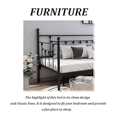 Metal Daybed Frame Twin Size with Steel Slats Platform Furniture,Black 41XHgfOX2JL. SS400