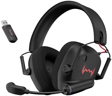 daWg Headbug G60 Lightweight Wireless Gaming Over Ear Headphones,20Ms Ultra Low Latency(2.4Ghz),Bluetooth V5.4,40Mm Neodymium Drivers,Crystal Clear Mic,Soft Leatherlite Headband,for PS5,PS4,PC,Mobile