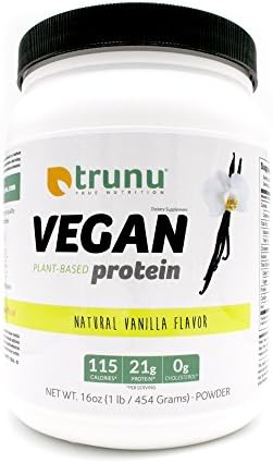 Trunu Organic Plant Based Protein Powder, Natural Vanilla Flavor, Enriched with Amino Acids and Minerals to Boost Health and Improved Digestion for the Proud Vegan, 16oz