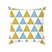 Hoisy Copri cuscini eleganti, decorazioni per esterni, motivo triangolare, colore: oro, blu, dimensioni: 50 x 50 cm