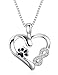 CASSIECA 925 Sterling Silber Herz Halskette Tier Pfotenabdruck für Damen Mädchen Anhänger Halskette Unendlichkeit Kristalle Charme Halskette Weihnachten Geschenk Valentinstag