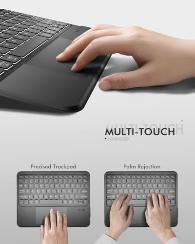 Image of Universal Keyboard Case for 9-11 Inch Tablets, Dual Bluetooth Detachable Keyboard for Android Tablets /iPads /Galaxy Tabs, Magnetic Backlit Keyboard with Washable Adhesive Mount&Any-Angle Stand&Trackpad