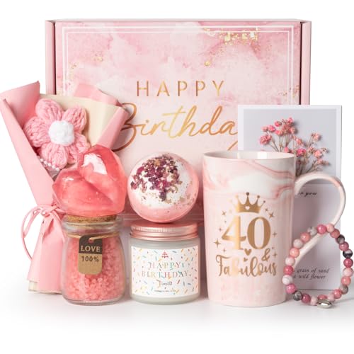 40th Birthday Gifts for Women, Happy 40 Year Old Birthday Gift Ideas Decorations for Her...