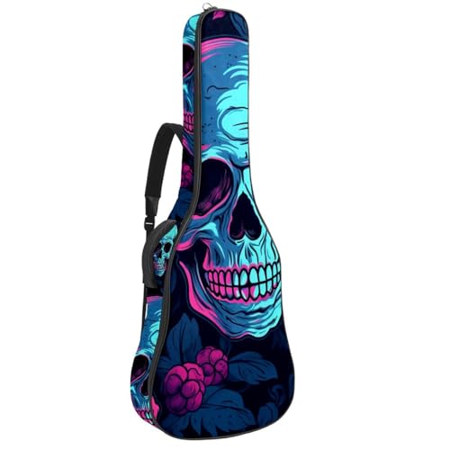 Sac guitare acoustique étanche en Oxford avec rembourrage épais et motif crâne d'Halloween