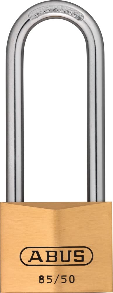ABUS Cadenas laiton 85/50HB80 - avec anse haute - pour portes de caves, remises et autres. - résistant aux intempéries, anse en acier trempé - niveau de sécurité 7