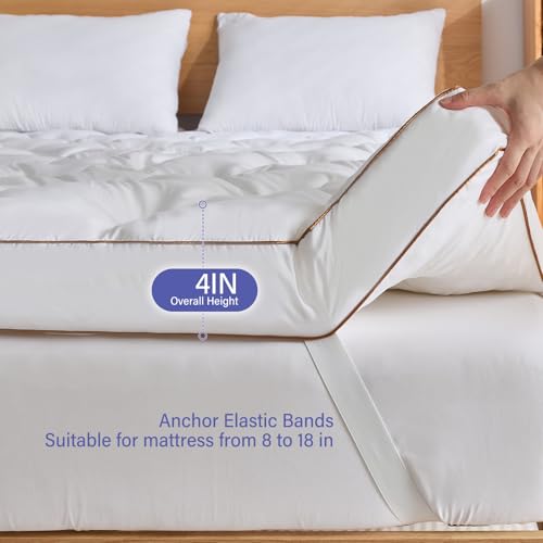 Image of WhatsBedding 4 Inch Memory Foam Mattress Topper Twin Size for Back Pain Relief, Filled with Breathable Gel Memory Foam, Supportive Pillow Top Mattress Topper