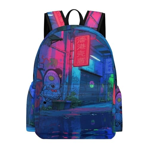 Neon Flashing Printed Backpack Water-Resistant Pack Stylish Bag Lightweight Travel Backpack