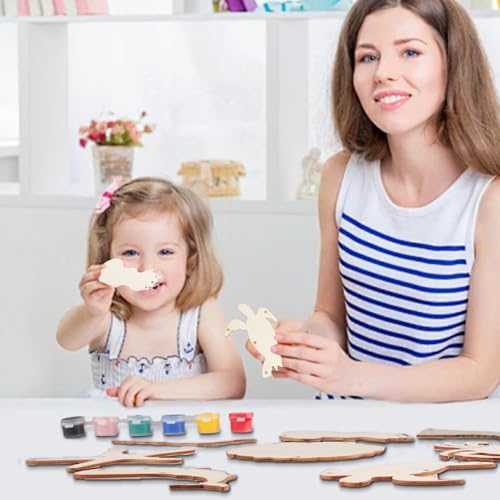 burkfeeg 12er Set Meertier Windspiel Holz Bastelset Kinder, Windspiel Bastelset Kinder Ozeantiere Klangspiel Kreativsets, Geschenk für Geburtstag, Schule, Party
