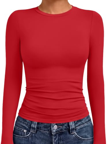 Underscrubs Tops Crew Neck Long Sleeve Compression 10 underscrubs tops - red