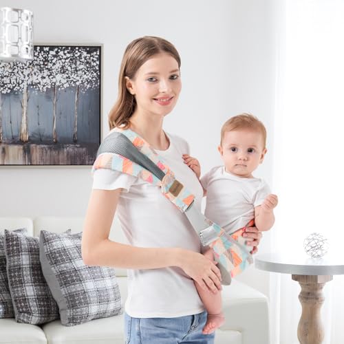 IULONEE Baby Sling Carrier, Child Compact Hipseat One-Shoulder Carrier Portable Lightweight Baby Carrier Sling Hip Newborn to Toddler for Infants Carrying up to 44 lbs All Seasons Strap (Colorful)