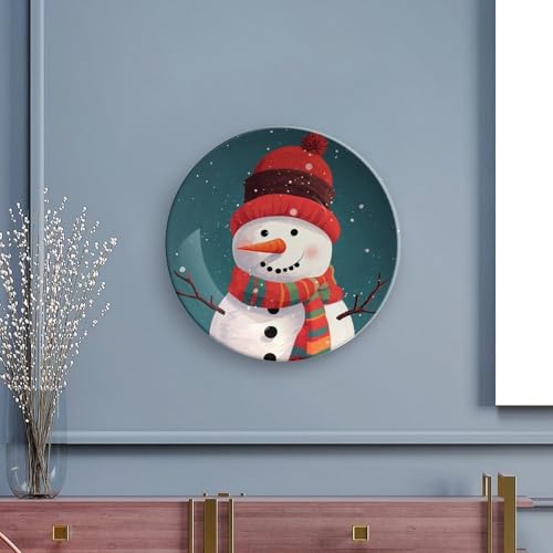 Plato decorativo de porcelana Bone China con muñeco de nieve, 7 pulgadas miniatura 5
