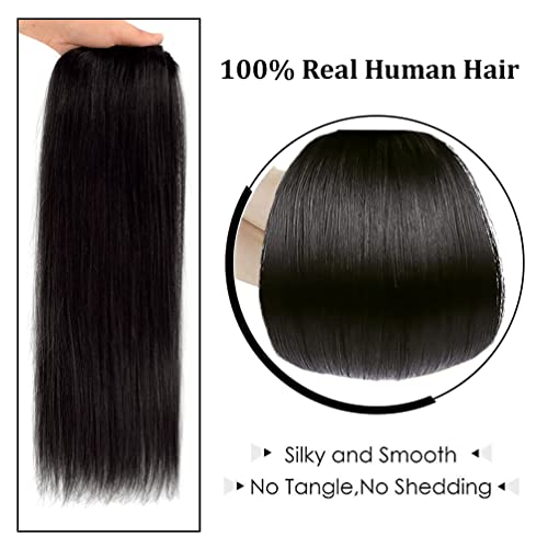 14" Clip In Hair Extensions Remy Human Hair For Women - Silky Straight Human Hair Clip In Extensions 50Grams 4Pieces Natural Black #1B Color #TOP4