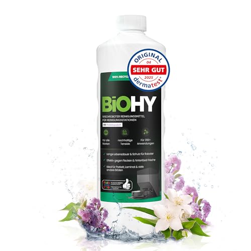 BiOHY Wischroboter Reiniger für Station mit Frühlingsduft (1L) | Bodenreiniger Wischroboter & Reinigungsmittel für Saugwischer und Saugroboter Konzentrat für Parkett Fliesen & Hartböden