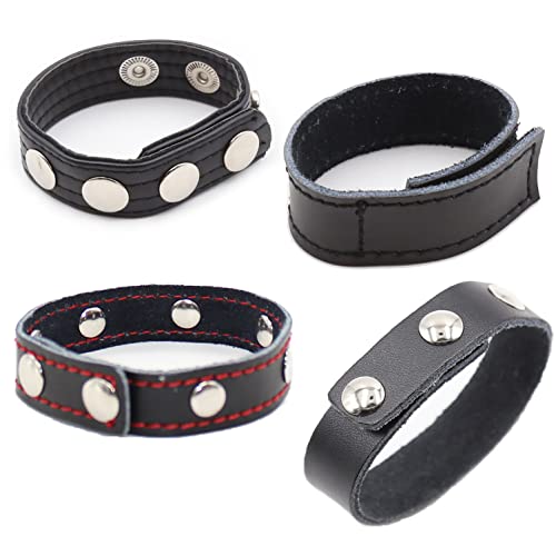 Leder Penisringe Einstellbarer Cockring Hodenringe Für Männer Sex, Metall Penisring Klettverschluss/Druckknopf Metallring Gay SM Hodensack Bondage Fesseln Flirt Sex-Spielzeug Für Paare,B