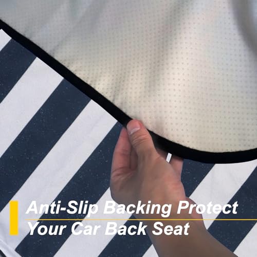 Image of Back Seat Cover for Car Trucks Van SUV Jeep,Waterproof Rear Bench Towel Seat Covers for Dogs and Kids,Automotive Backseat Protector (Blue Stripe)