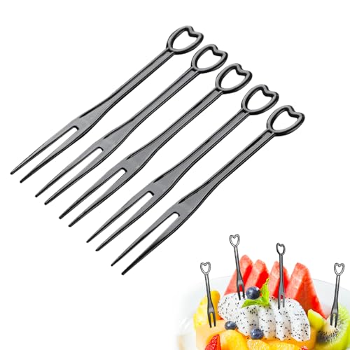 300pcs Disposable Plastic Fruit Forks, Plastic Utensils Heavy Duty, Disposable Forks Plastic Utensils for Parties Picnics (Black)