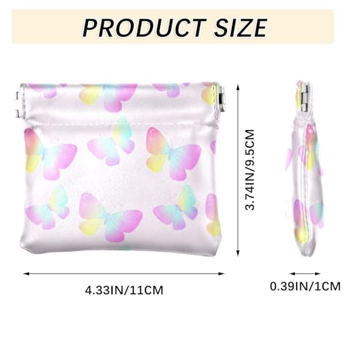 Pastel Gradient Butterflies Coin Purse Leather Pouch Change Purse, Squeeze Coin Pouch for Cards, Keys & Lipsticks, Unisex3