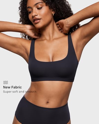 INLYRIC Women's Inbarely Soft Bralettes Scoop Neck Seamless Unlined Comfortable Double Layer Bralette3