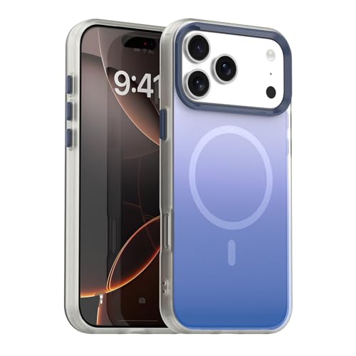 Coque iPhone 16 Pro Max bleu rigide en silicone givré premium