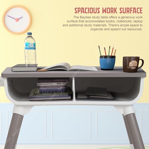 Image of BAYBEE Brilo Kids Study Table for Students with Chair, 3 Height Adjustable Table & Storage | Desk & Chair Set for Kids at Home or School | Reading & Writing Study Table (Wooden Grey)