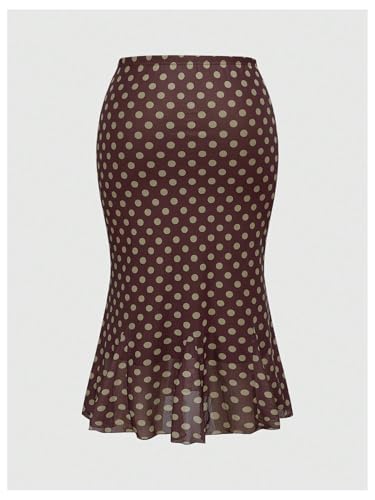 Milumia Women's Plus Size Vintage Floral Mesh Bodycon Skirt Grunge High Waist Long Skirt2