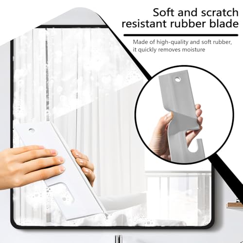 Image of 3 Pieces Mini Soft Silicone Window Squeegee, Hand Water Scraper with Hanging Hole, Small Mirror Cleaning Squeegee for Shower Glass Car Bathroom Dink Countertop (Gray)
