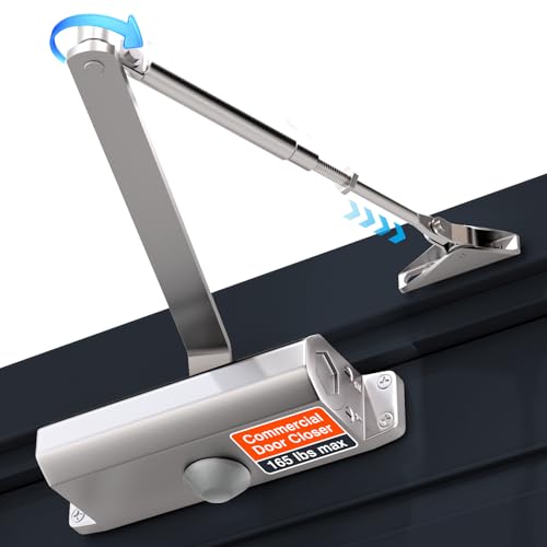 FULIYE Automatic Heavy Duty Door Closer Hydraulic Buffer Residential and Commercial Door Closer Silent Automatic Door Closing Fire Door for Iron Door Wooden Door Adjustable Size 1-6, Silver