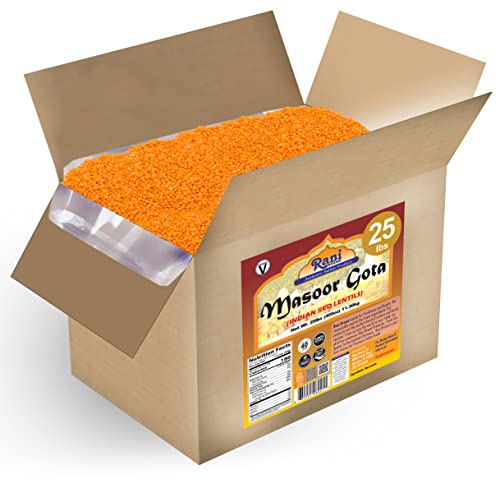 Image of Rani Masoor Gota (Football) Indian Red Lentils Skinless 400oz (25lbs) 11.36kg Bulk Box ~ All Natural | Gluten Friendly | NON-GMO | Kosher | Vegan | Indian Origin